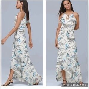 WHBM bamboo print hi-low asymmetrical ruffle‎ dress 4